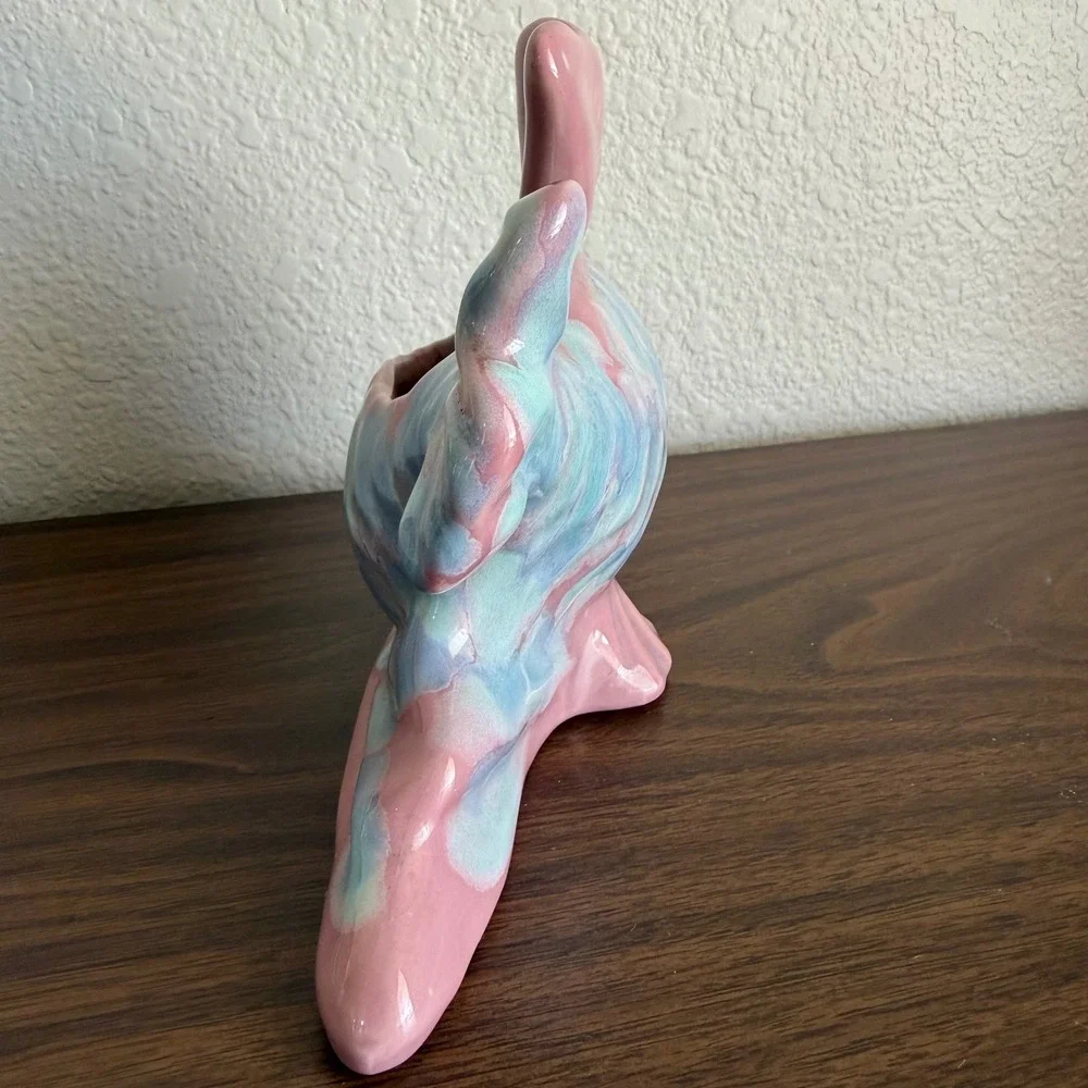 Vintage Royal Haeger ? Pottery Ceramic Pink Blue Agate Fish Koi USA Planter Vase